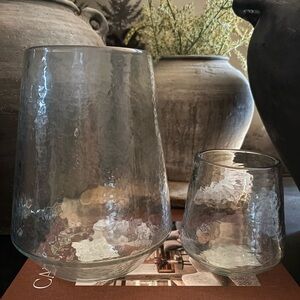 Set Of 2 Glass Hurricane Candle Holders/Vases, Brand New!